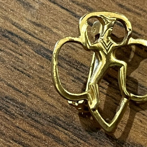 Vintage 1960s Girl Scouts Of America Brownie Trefoil Gold Pin Brooch - Picture 3 of 14